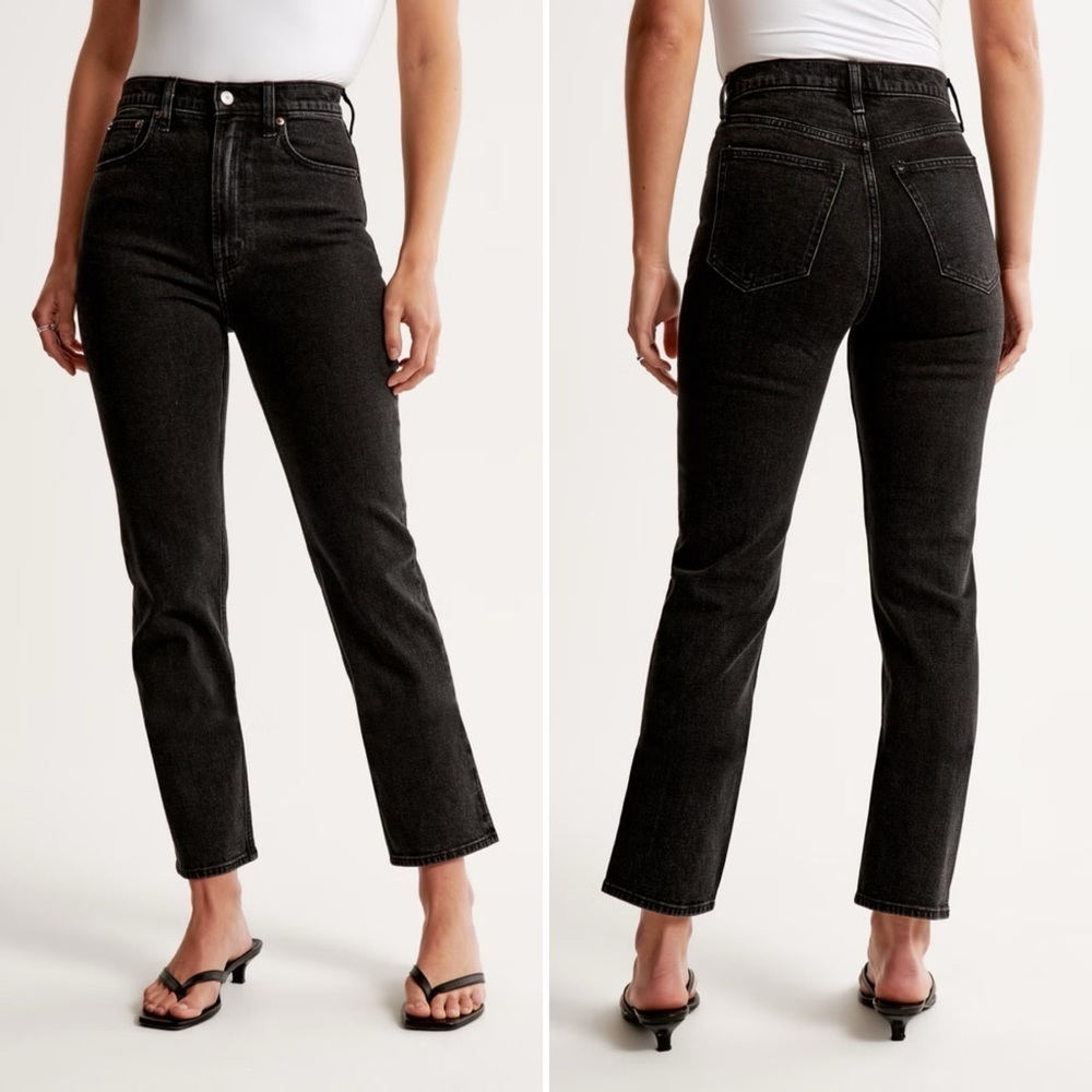 Abercrombie & Fitch High-Rise Straight Jeans - Black